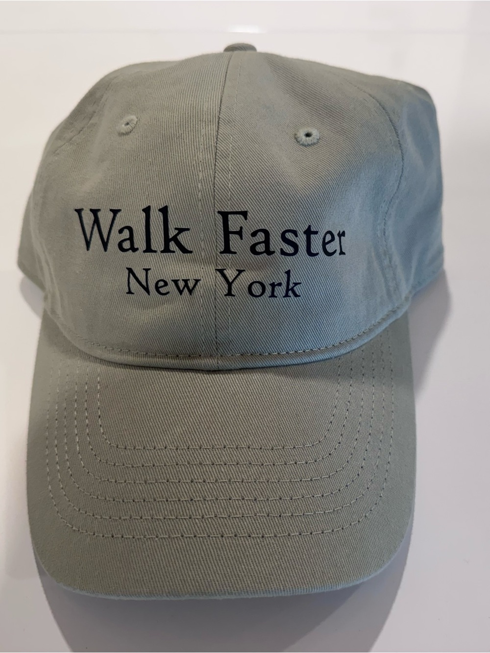Comfort Colors Walk Faster New York Baseball Cap in Sage - Printed Front